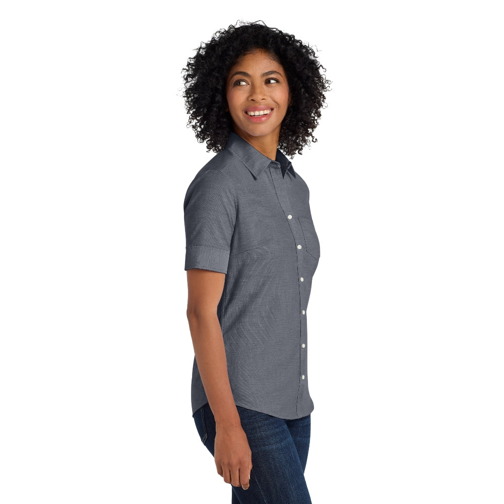 Port Authority® Women's Short Sleeve SuperPro™ Oxford Shirt - Black