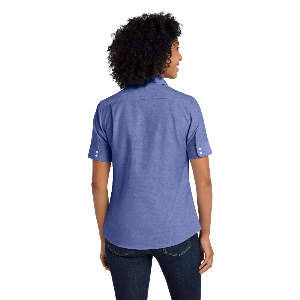 Port Authority® Women's Short Sleeve SuperPro™ Oxford Shirt - Navy