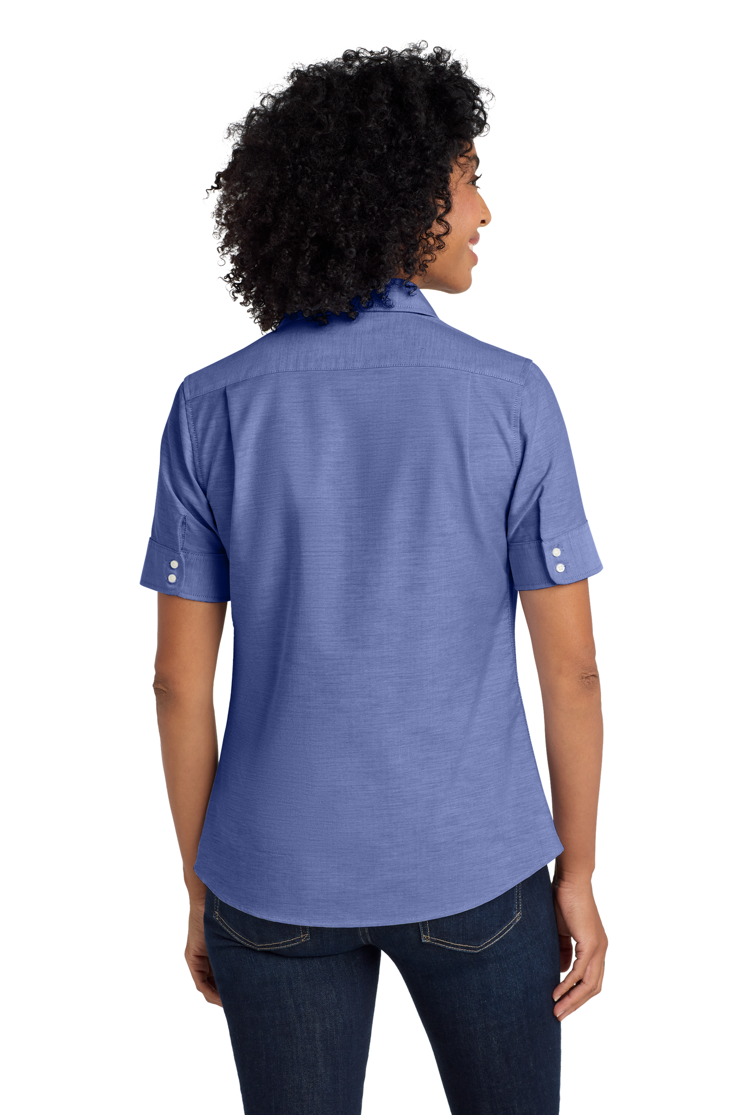 Port Authority® Women's Short Sleeve SuperPro™ Oxford Shirt - Navy