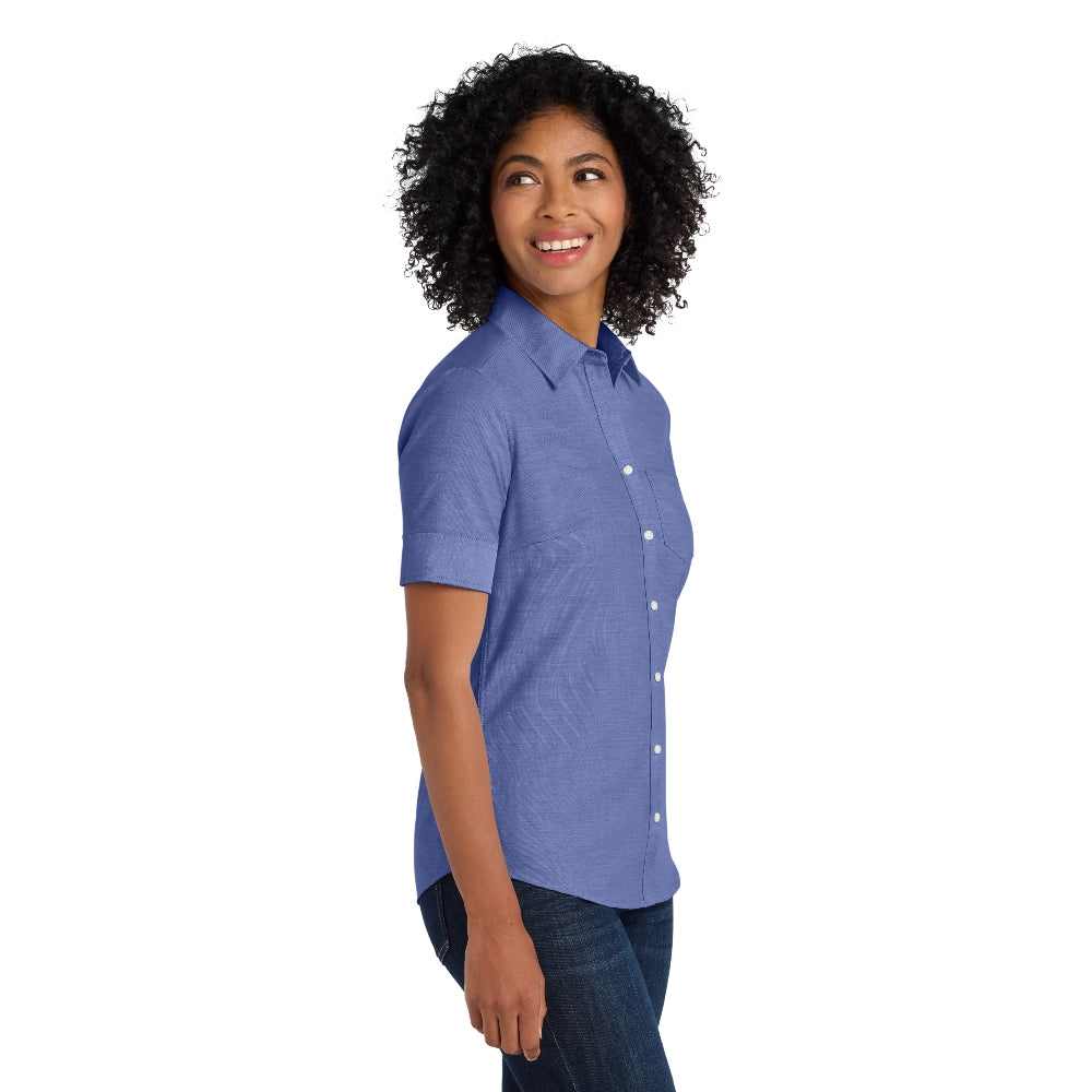 Port Authority® Women's Short Sleeve SuperPro™ Oxford Shirt - Navy