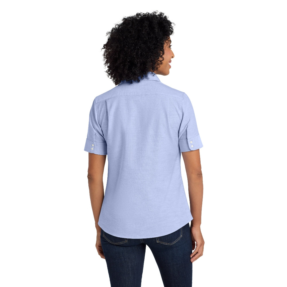 Port Authority® Women's Short Sleeve SuperPro™ Oxford Shirt - Oxford Blue