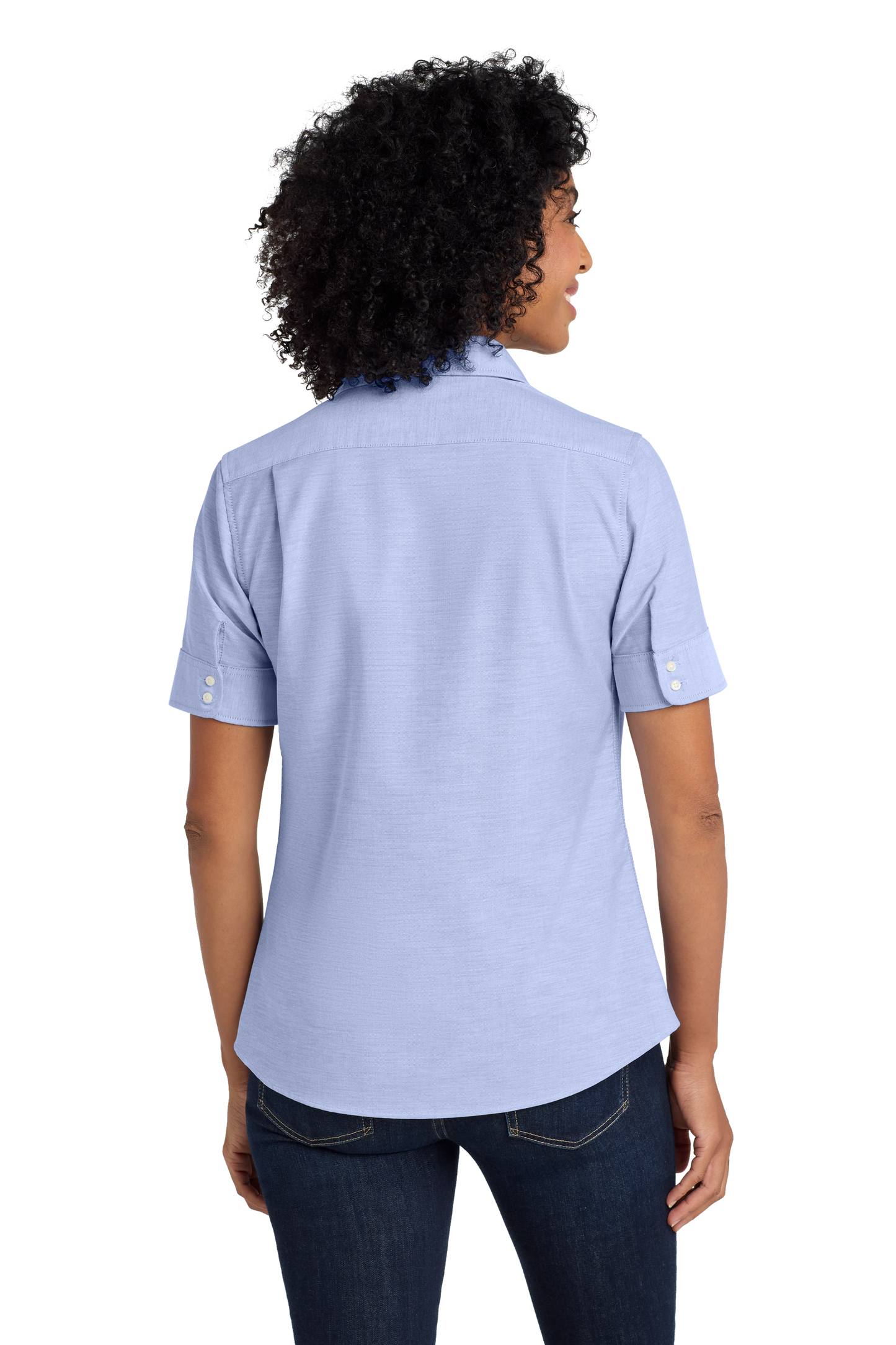 Port Authority® Women's Short Sleeve SuperPro™ Oxford Shirt - Oxford Blue