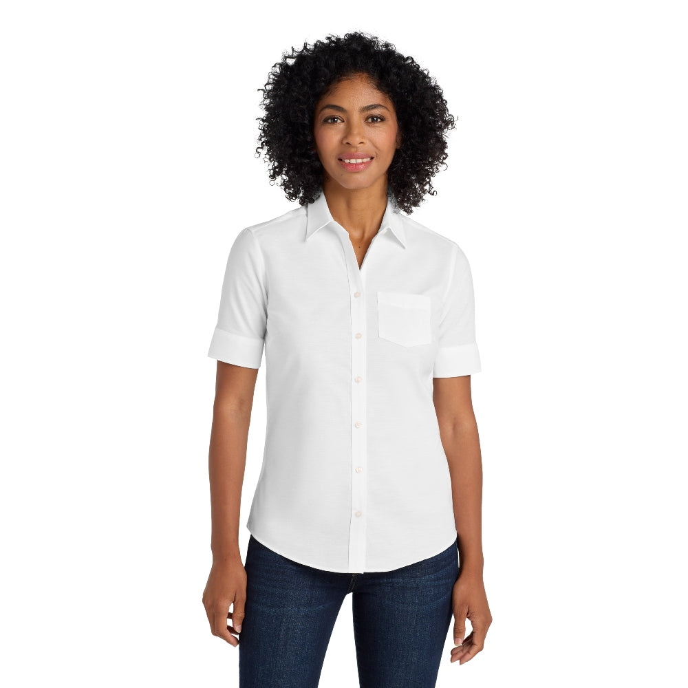 Port Authority® Women's Short Sleeve SuperPro™ Oxford Shirt - White
