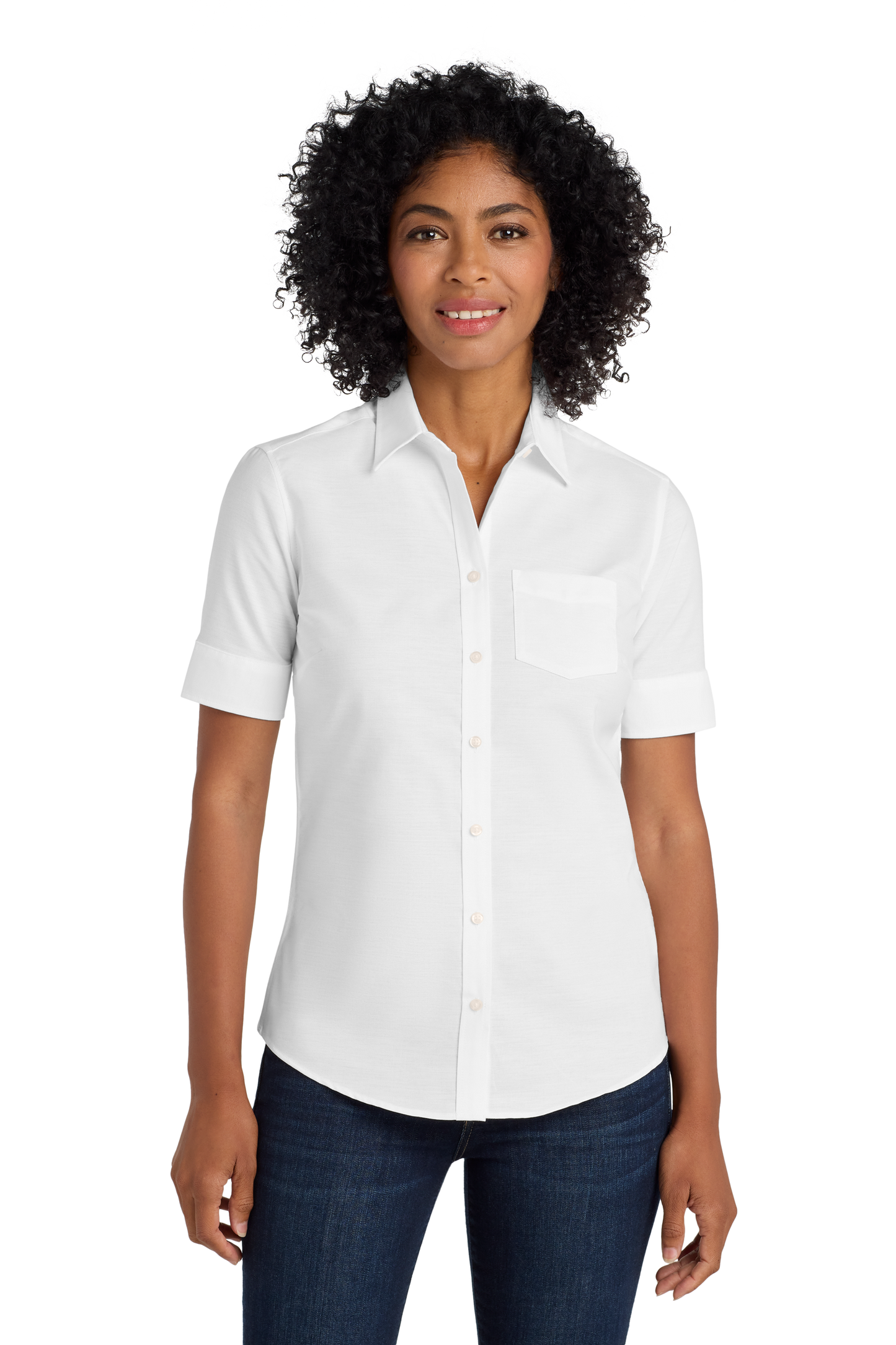 Port Authority® Women's Short Sleeve SuperPro™ Oxford Shirt - White
