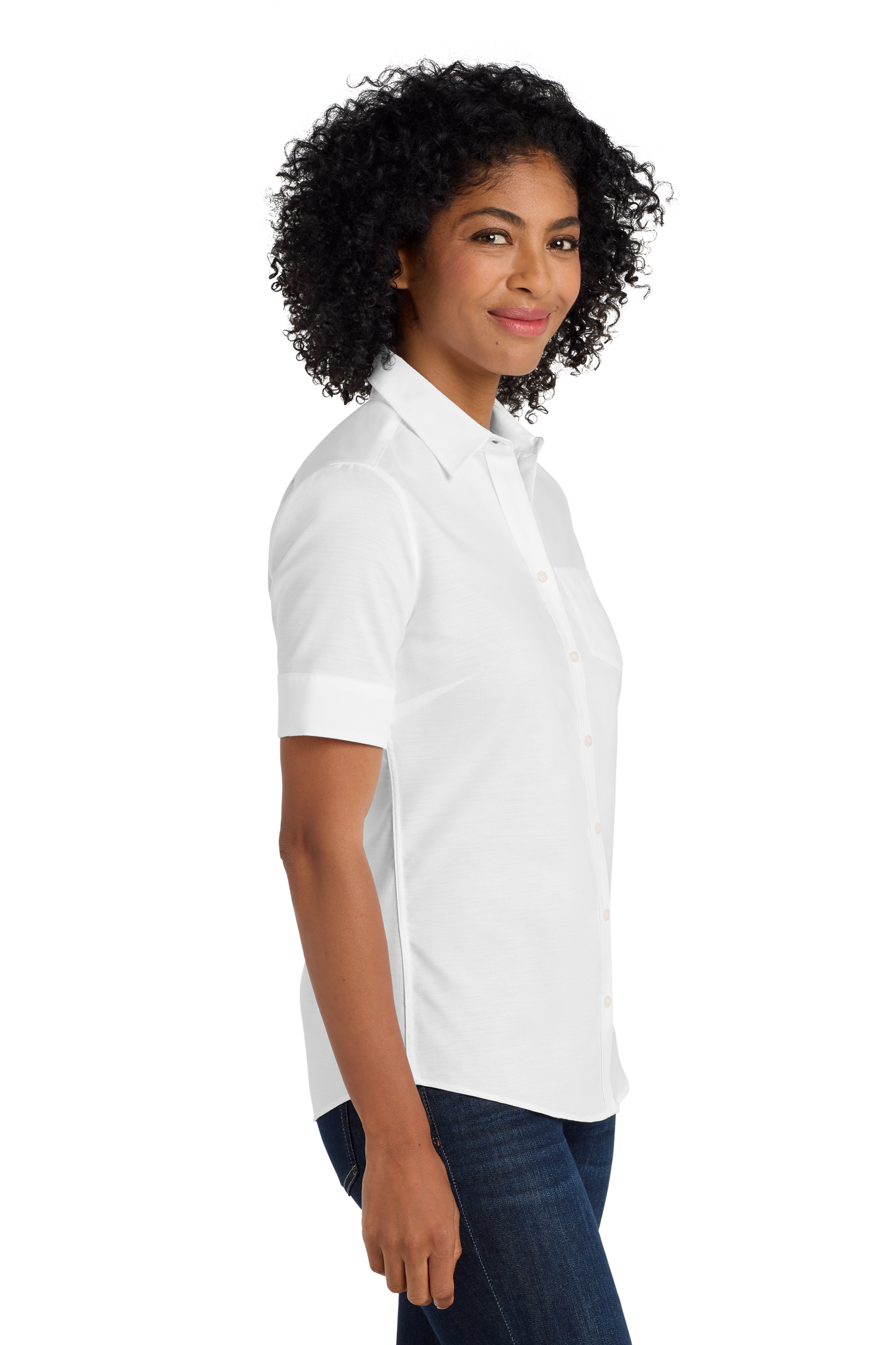 Port Authority® Women's Short Sleeve SuperPro™ Oxford Shirt - White