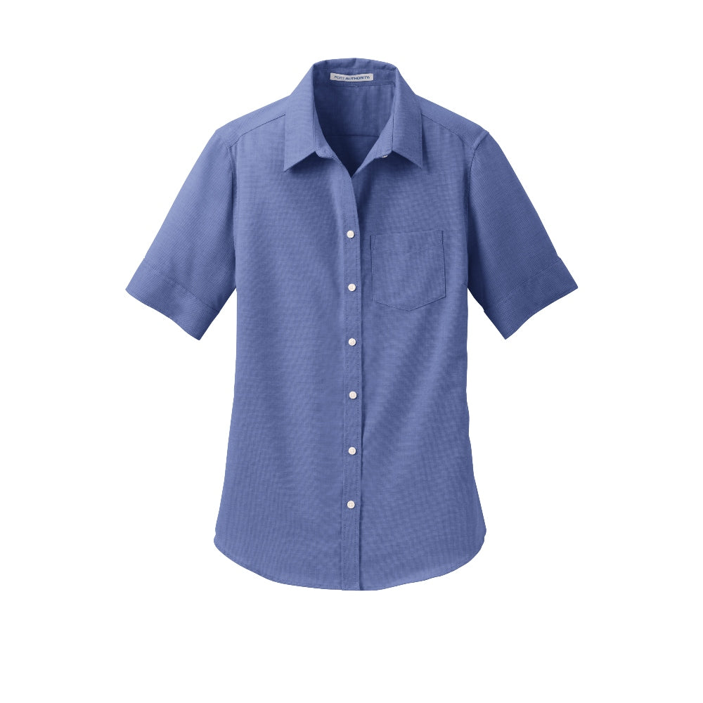 Port Authority® Women's Short Sleeve SuperPro™ Oxford Shirt - Navy