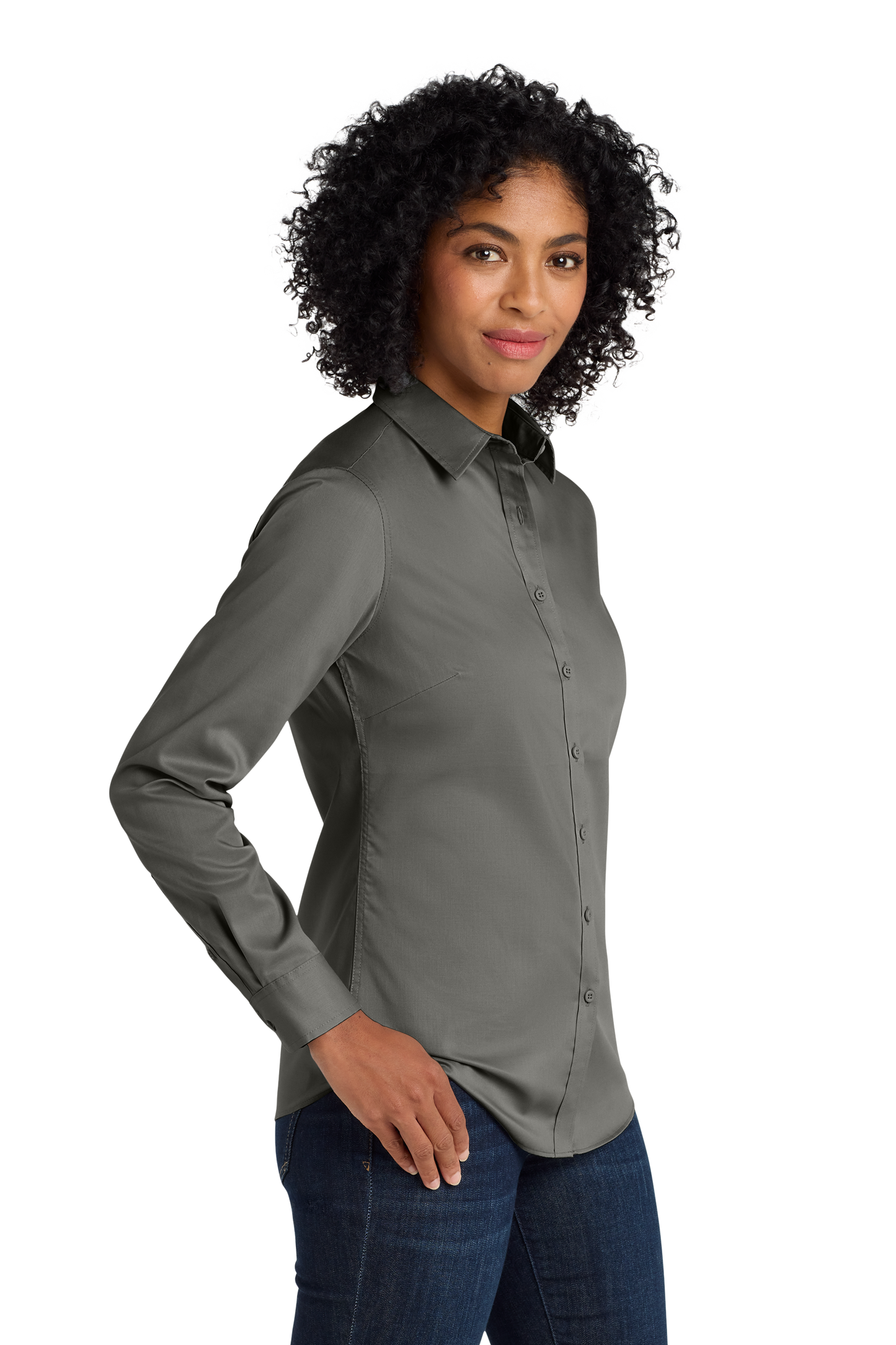Port Authority® Women's SuperPro™ Twill Shirt - Sterling Grey