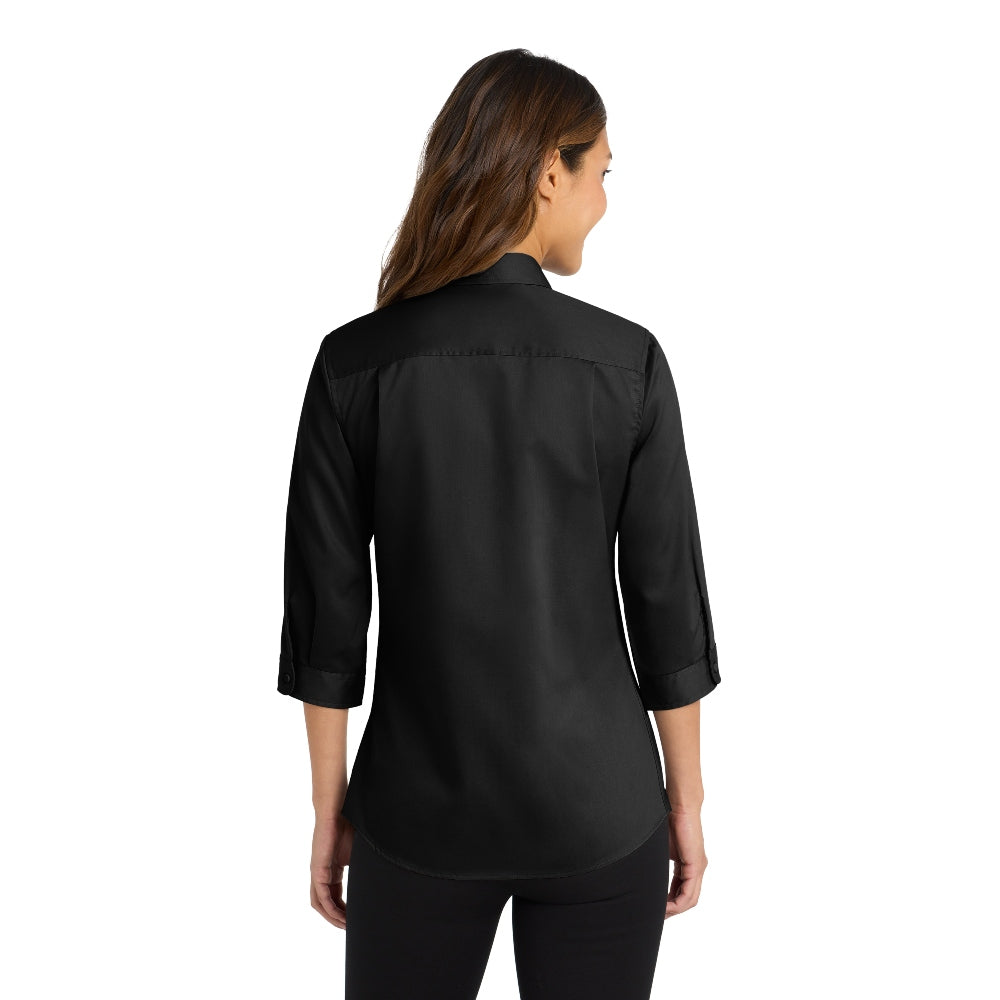 Port Authority® Women's 3/4-Sleeve SuperPro™ Twill Shirt - Black