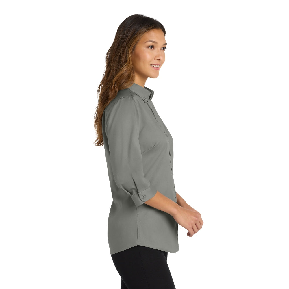 Port Authority® Women's 3/4-Sleeve SuperPro™ Twill Shirt - Monument Grey