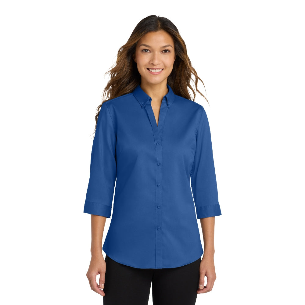 Port Authority® Women's 3/4-Sleeve SuperPro™ Twill Shirt - True Blue