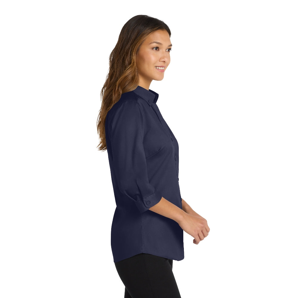 Port Authority® Women's 3/4-Sleeve SuperPro™ Twill Shirt - True Navy