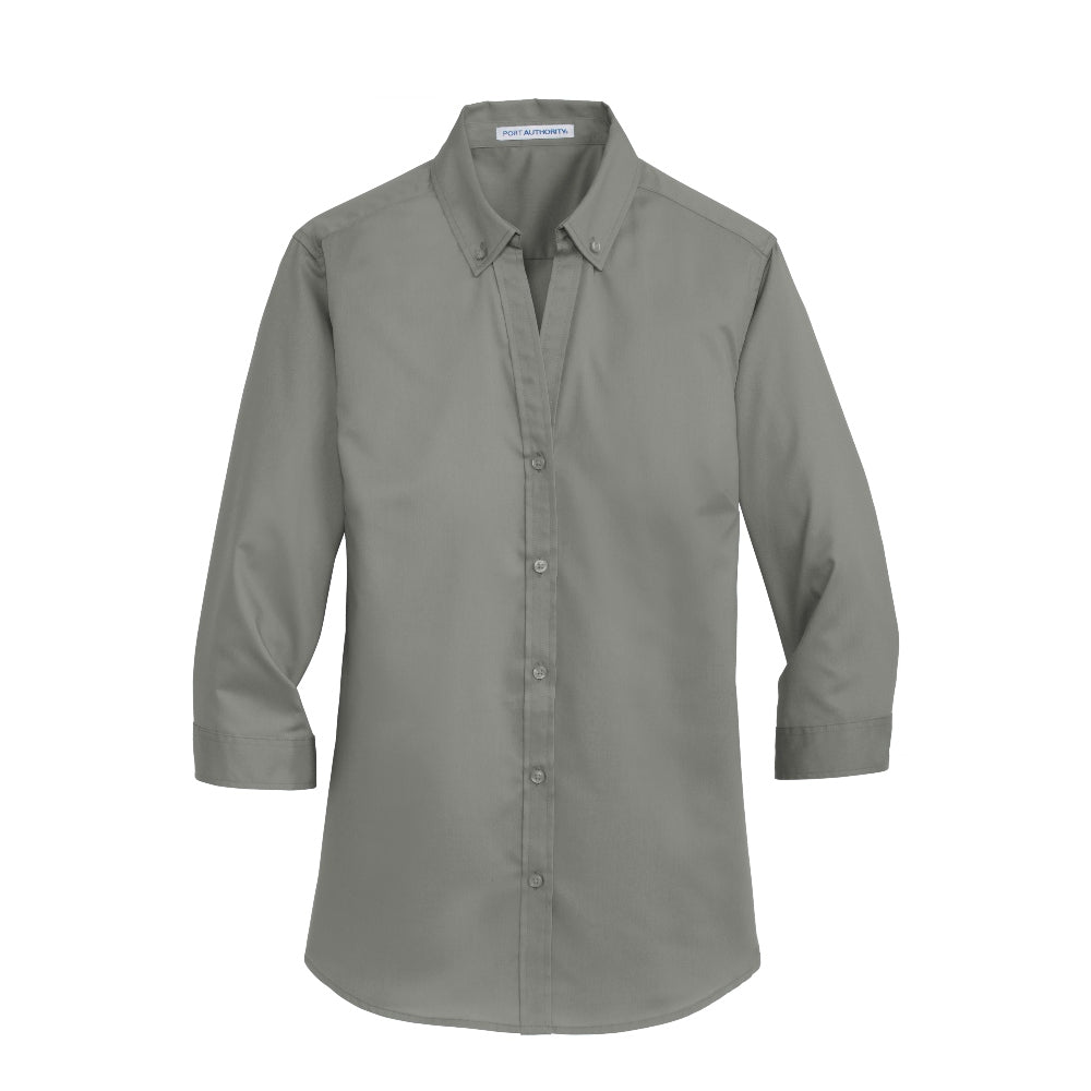 Port Authority® Women's 3/4-Sleeve SuperPro™ Twill Shirt - Monument Grey