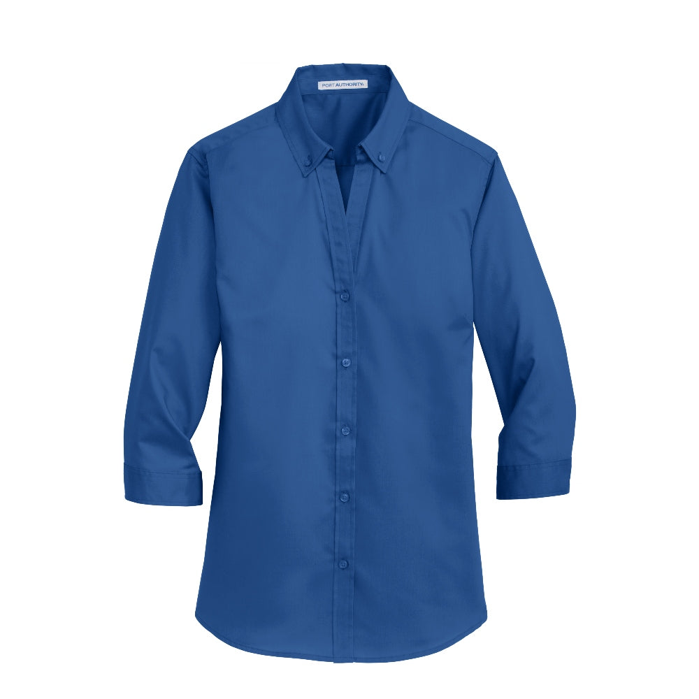 Port Authority® Women's 3/4-Sleeve SuperPro™ Twill Shirt - True Blue