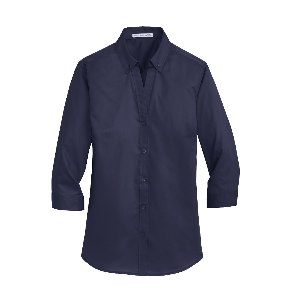 Port Authority® Women's 3/4-Sleeve SuperPro™ Twill Shirt - True Navy