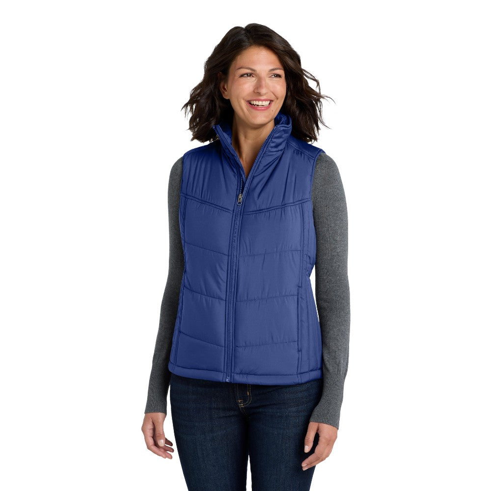 Port Authority® Women's Puffy Vest - Mediterranean Blue/ Black