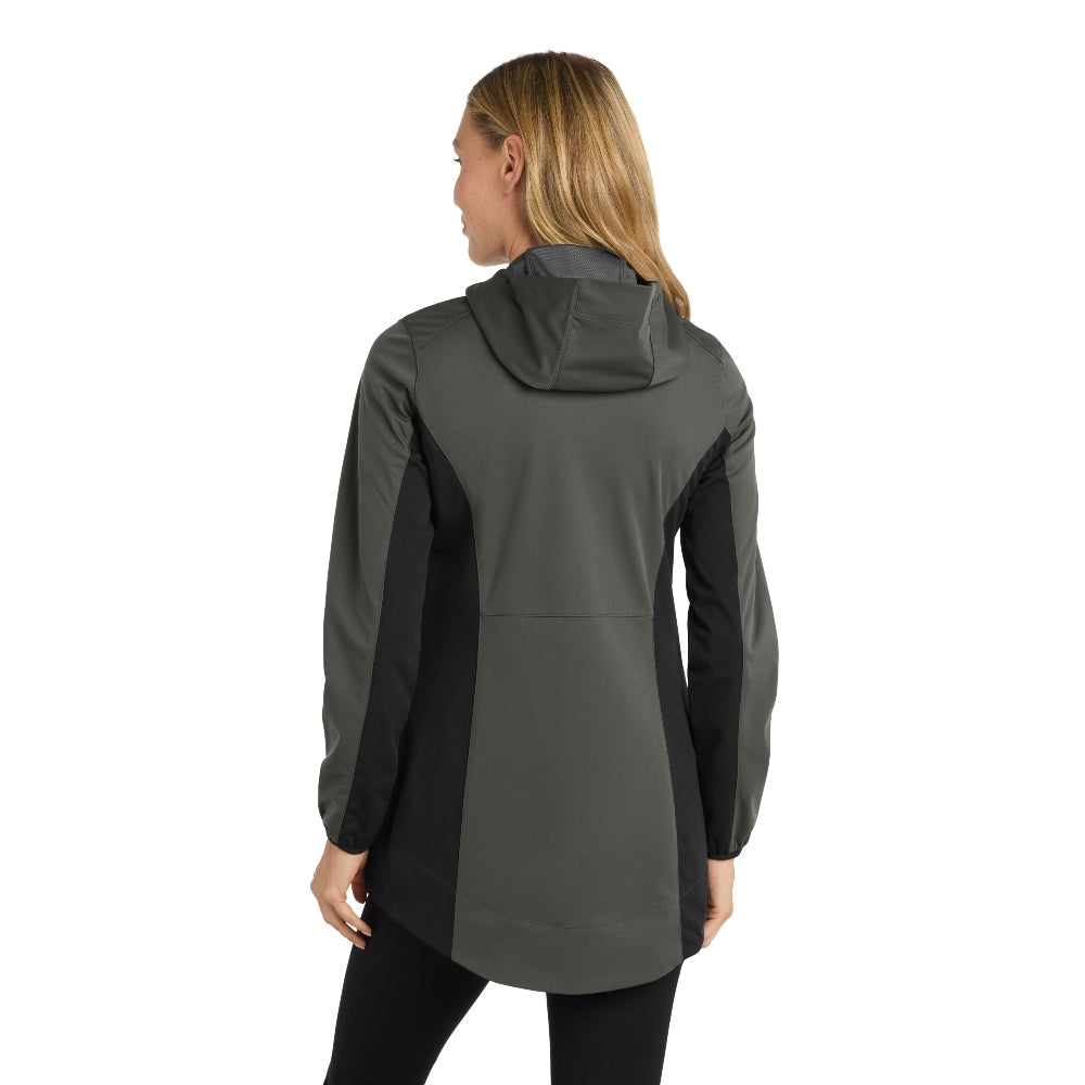 Port Authority® Women's Active Hooded Soft Shell Jacket - Grey Steel/Deep Black