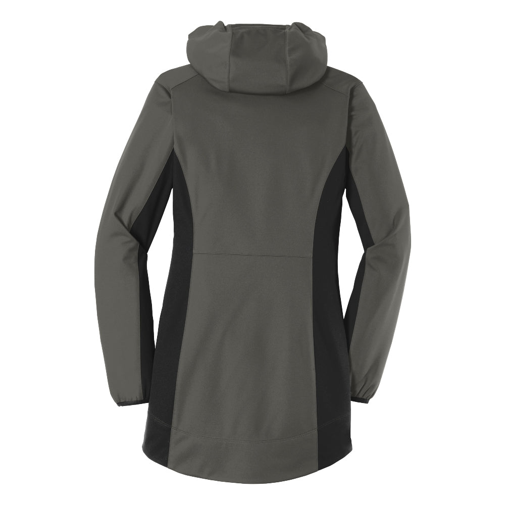 Port Authority® Women's Active Hooded Soft Shell Jacket - Grey Steel/Deep Black