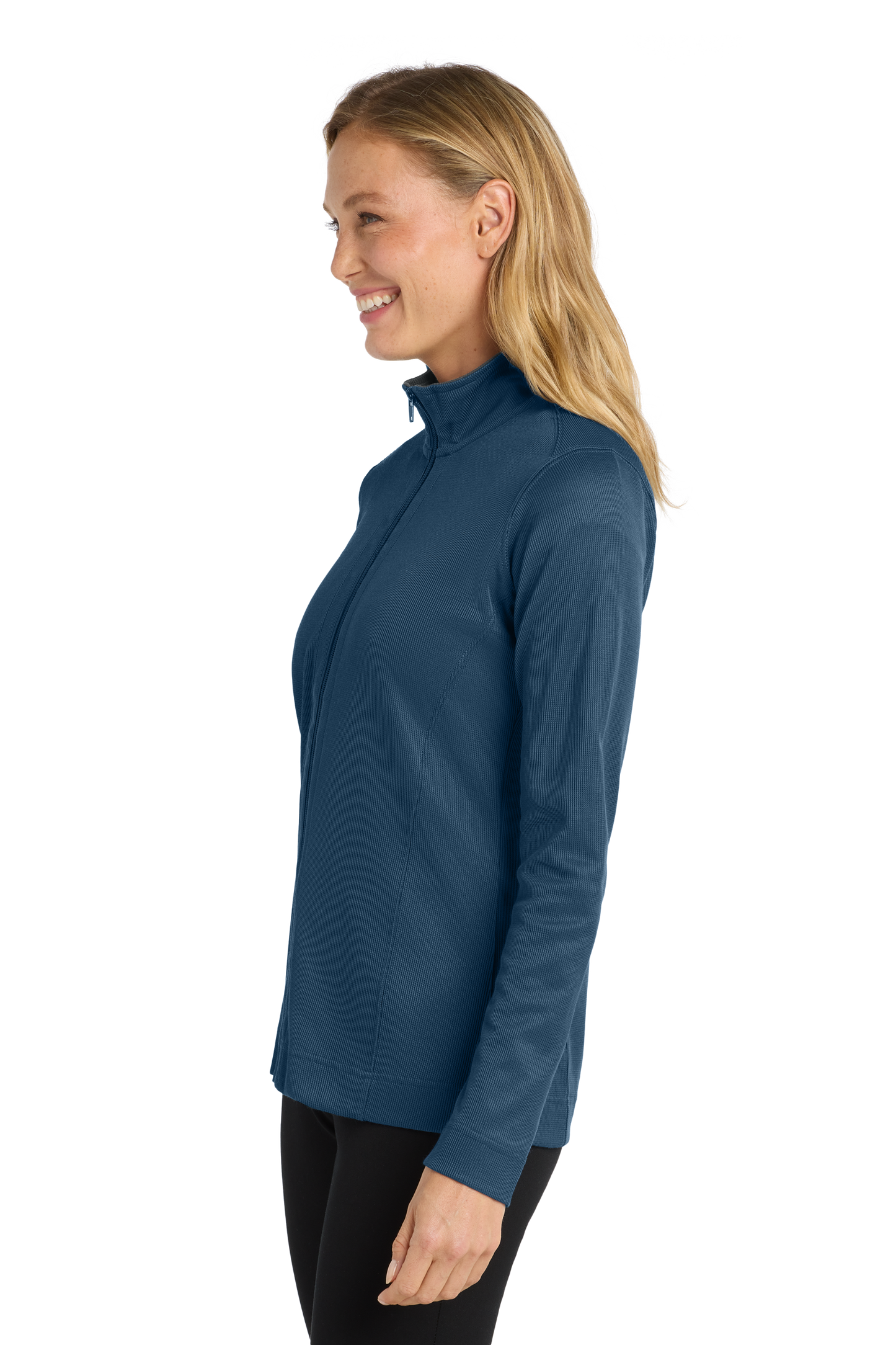 Port Authority® Women's Vertical Texture Full-Zip Jacket - Regatta Blue / Iron Grey