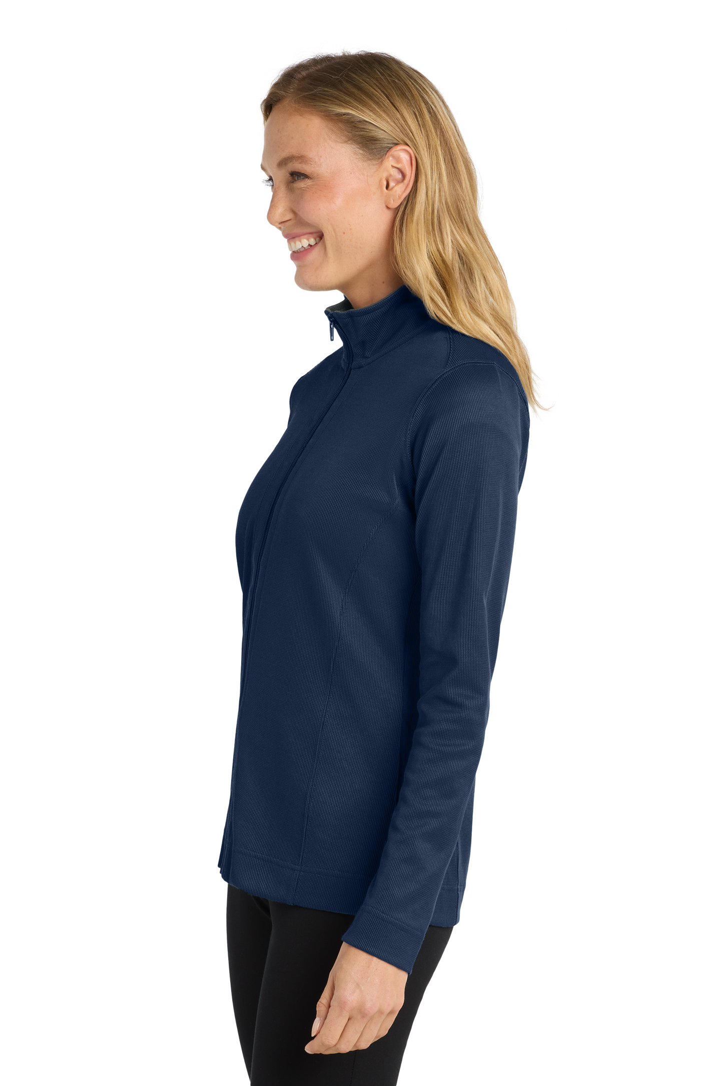 Port Authority® Women's Vertical Texture Full-Zip Jacket - True Navy / Iron Grey