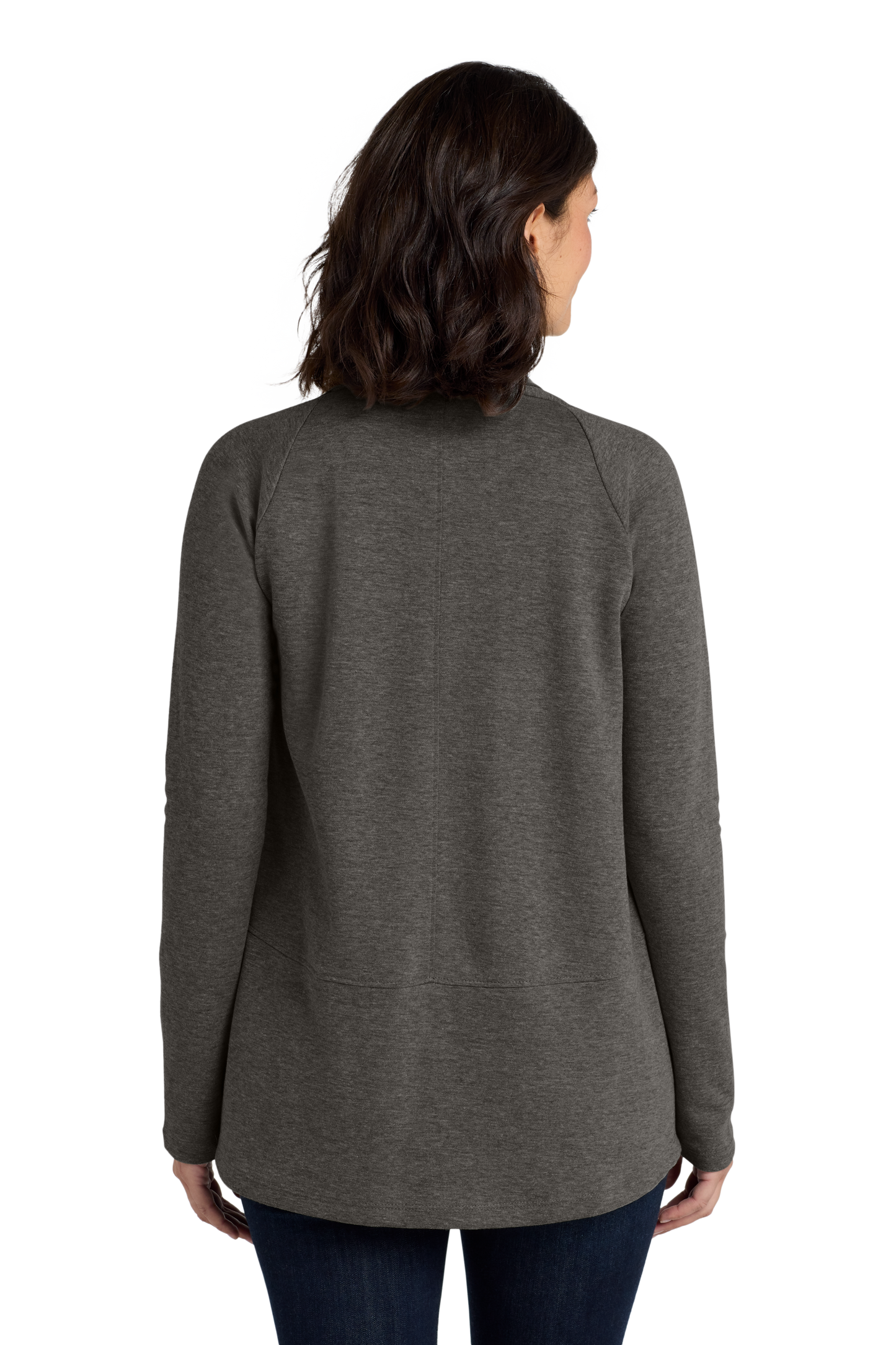 Port Authority® Women's Interlock Cardigan - Charcoal Heather/Medium Heather Grey