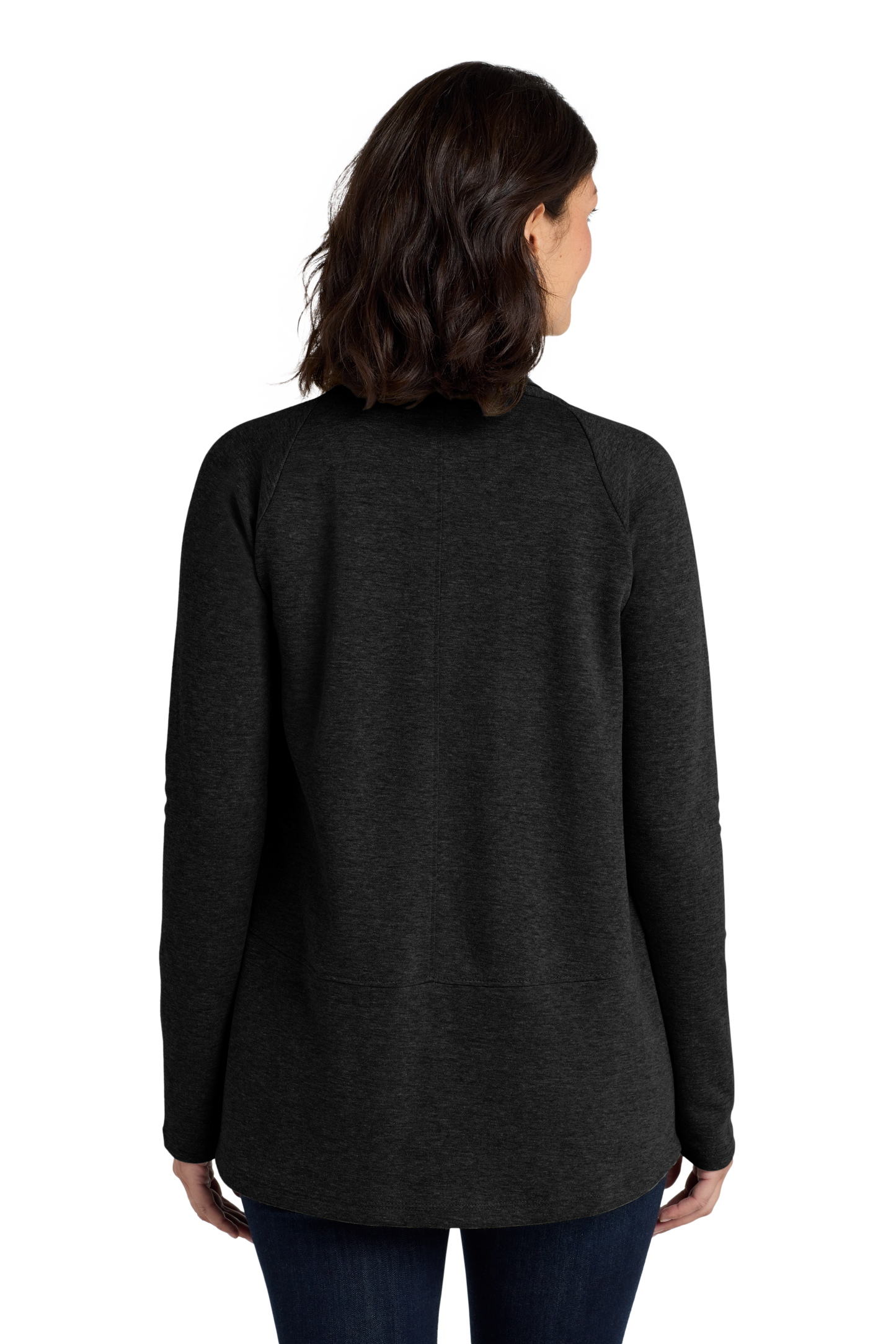 Port Authority® Women's Interlock Cardigan - Deep Black/Charcoal Heather