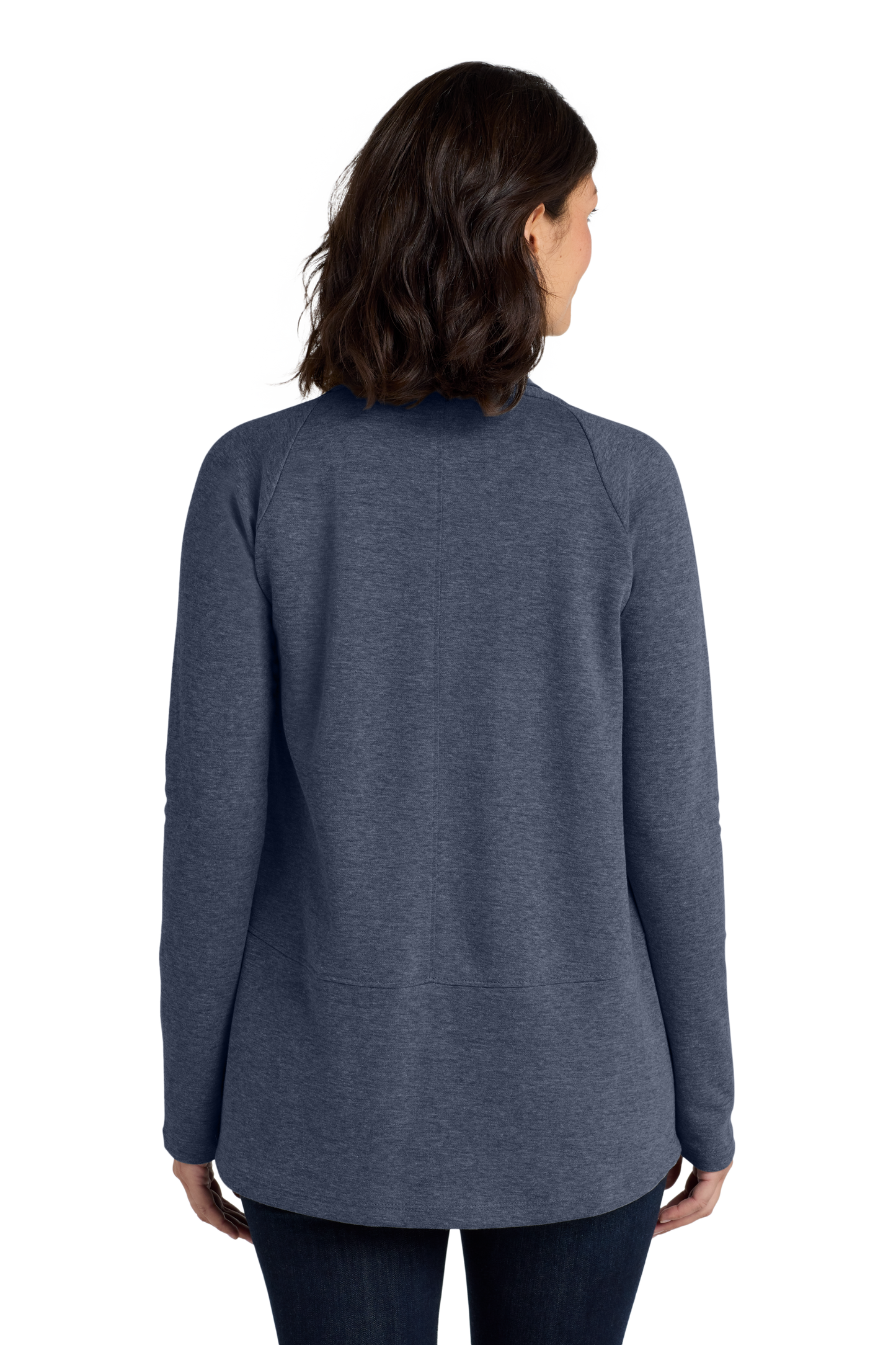 Port Authority® Women's Interlock Cardigan - Estate Blue Heather/ Charcoal Heather