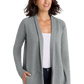 Port Authority® Women's Interlock Cardigan - Medium Heather Grey/ Charcoal Heather