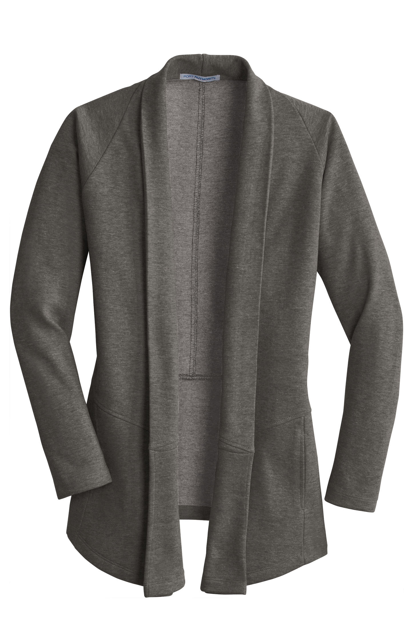 Port Authority® Women's Interlock Cardigan - Charcoal Heather/Medium Heather Grey