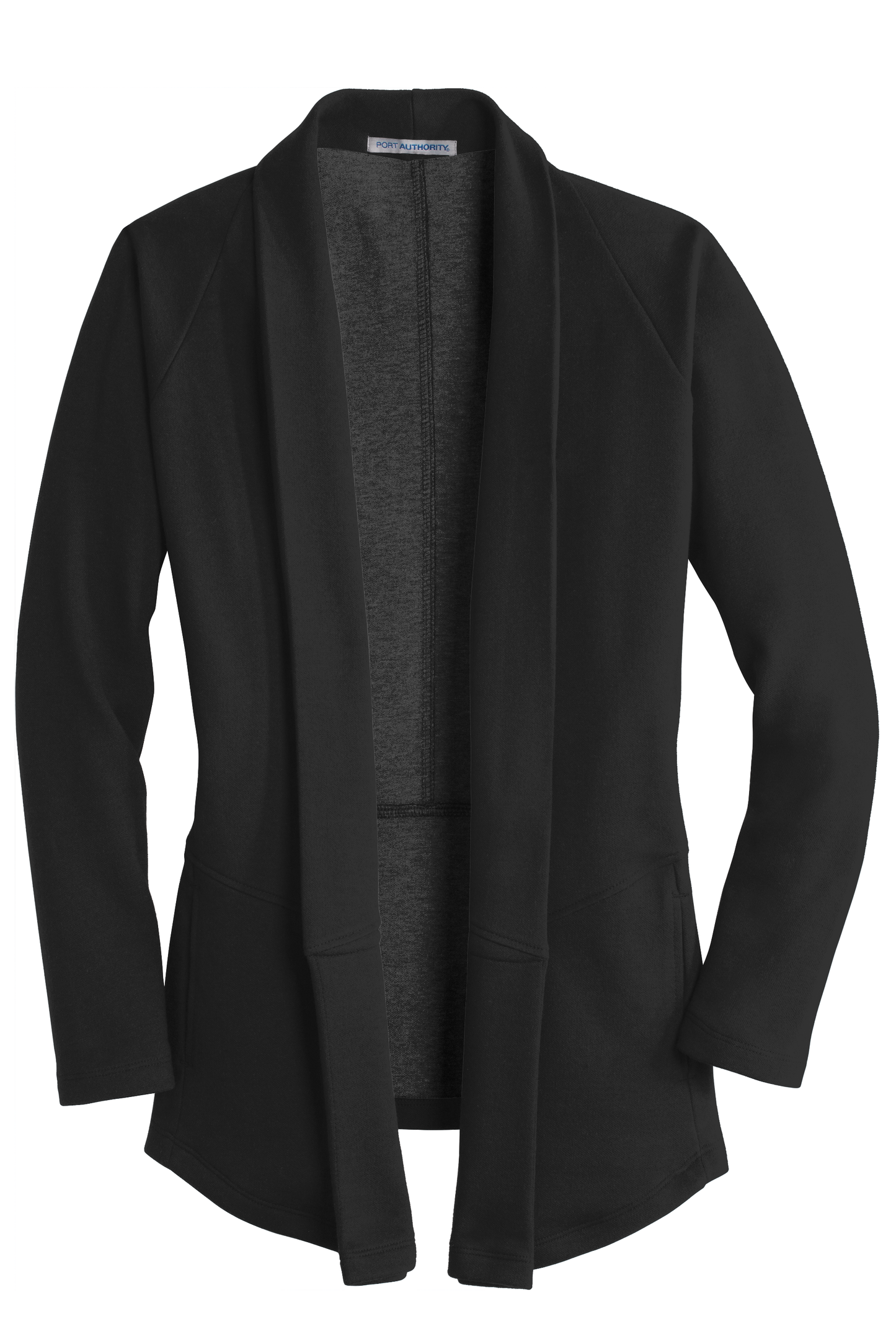 Port Authority® Women's Interlock Cardigan - Deep Black/Charcoal Heather