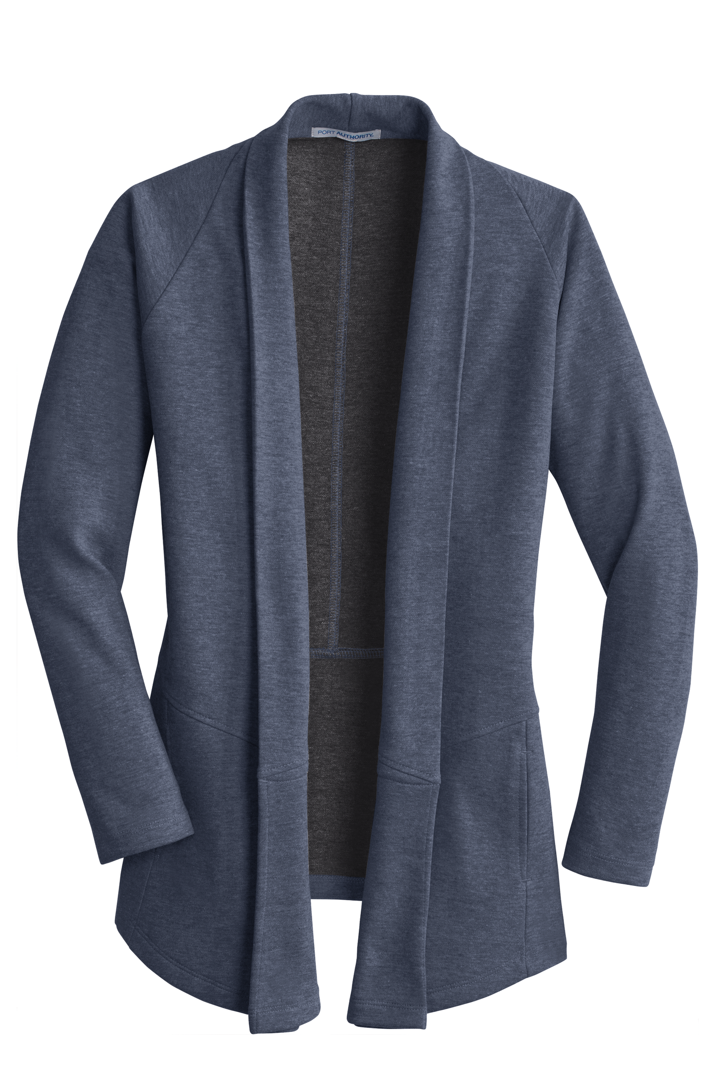 Port Authority® Women's Interlock Cardigan - Estate Blue Heather/ Charcoal Heather