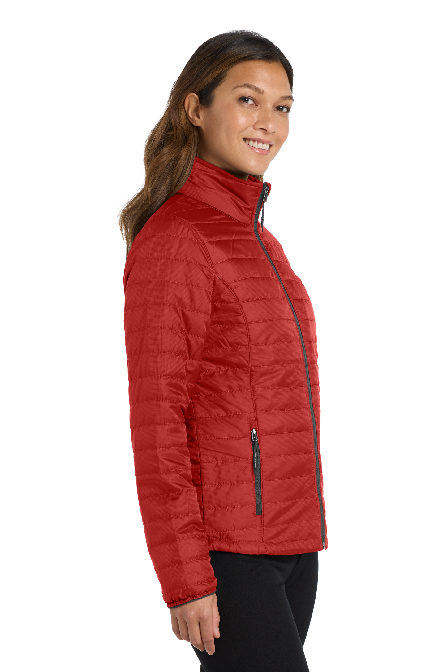 Port Authority® Women's Packable Puffy Jacket - Fire Red / Graphite