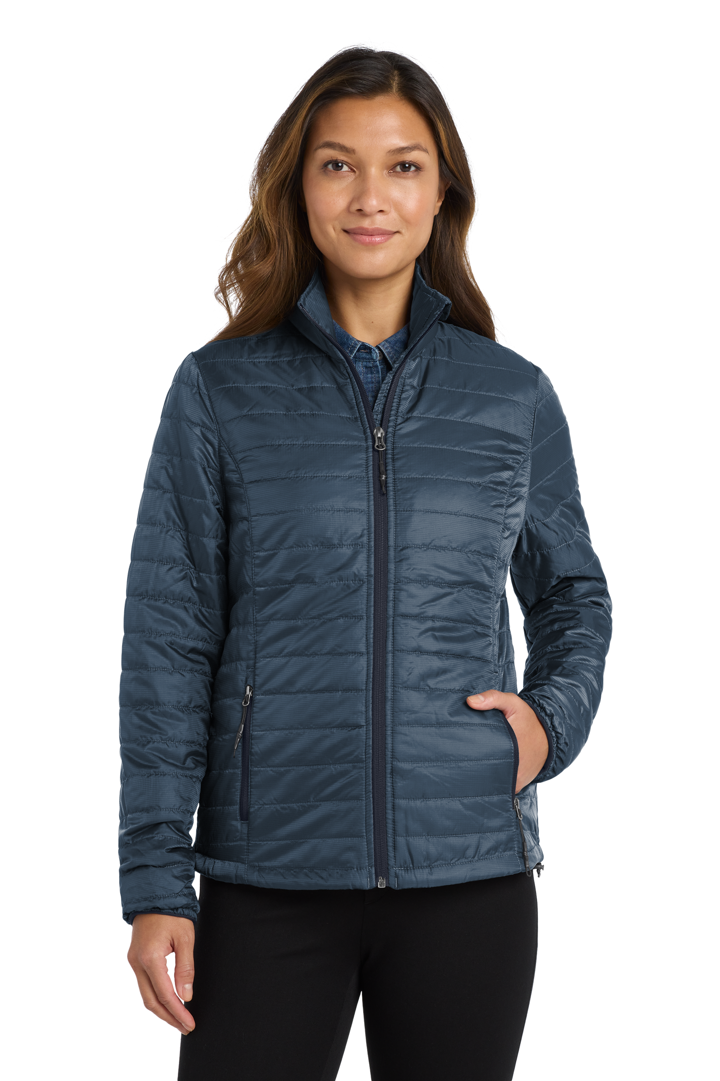 Port Authority® Women's Packable Puffy Jacket - Regatta Blue / River Blue Navy