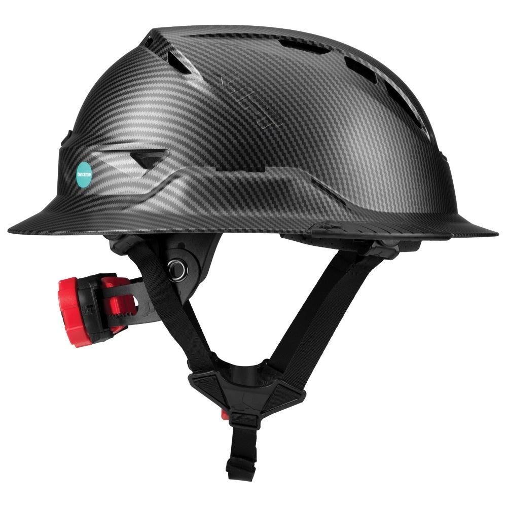 LIFT Safety HRXF-25YC2 RADIX Full Brim Vented Safety Helmet wTwiceme - Ratchet Suspension - Carbon Fiber
