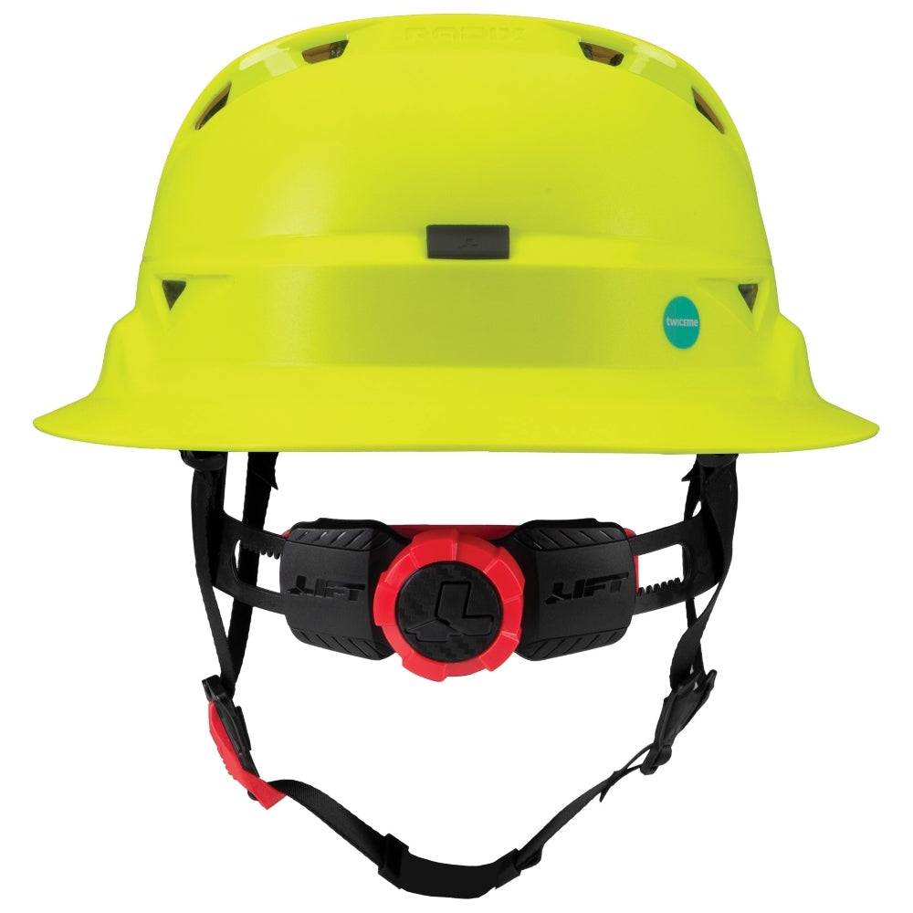 LIFT Safety HRXF-25YC2 RADIX Full Brim Vented Safety Helmet wTwiceme - Ratchet Suspension - Hi-Vis Yellow