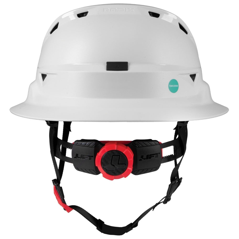 LIFT Safety HRXF-25YC2 RADIX Full Brim Vented Safety Helmet wTwiceme - Ratchet Suspension - White