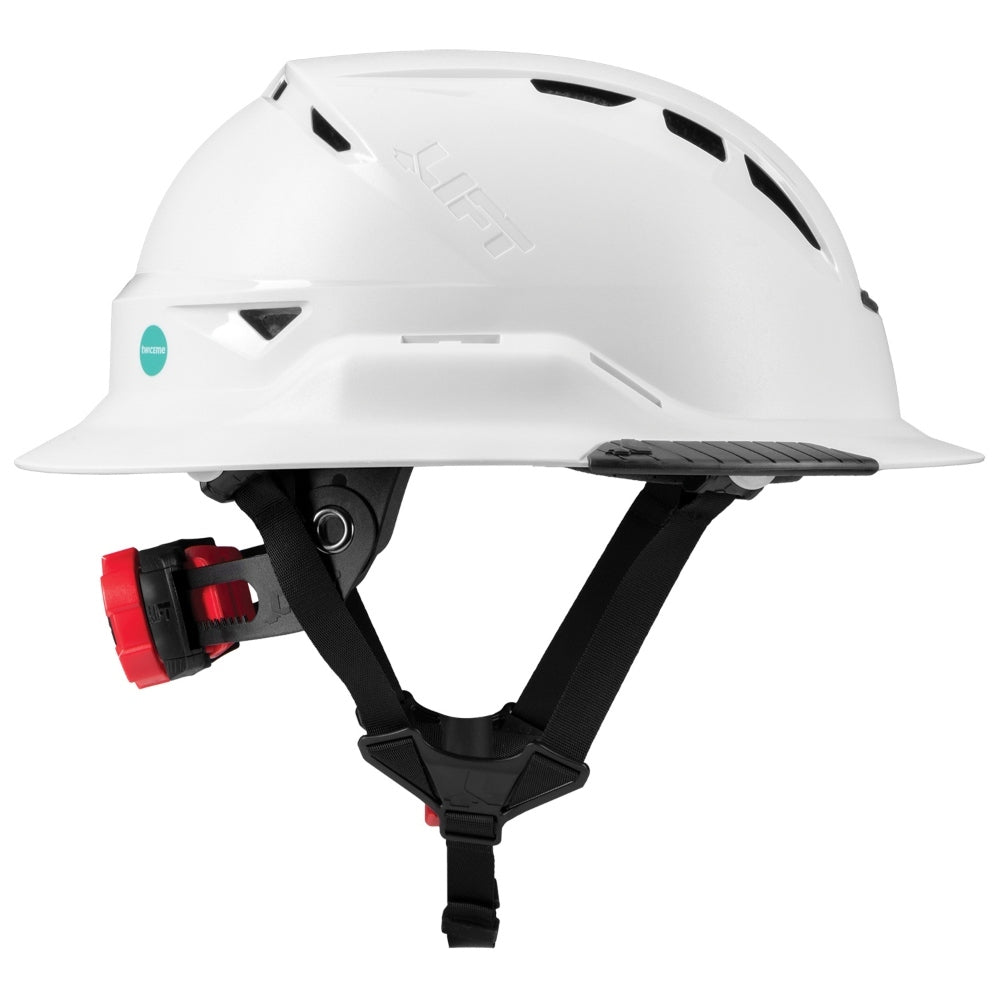 LIFT Safety HRXF-25YC2 RADIX Full Brim Vented Safety Helmet wTwiceme - Ratchet Suspension - White