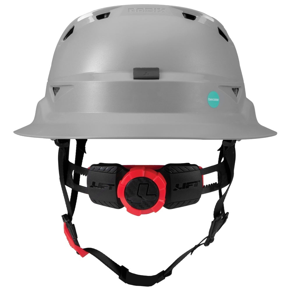 LIFT Safety HRXF-25YC2 RADIX Full Brim Vented Safety Helmet wTwiceme - Ratchet Suspension - Grey