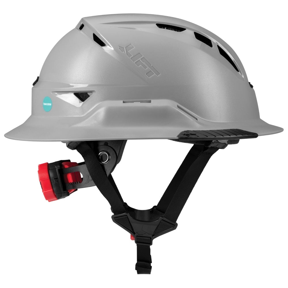 LIFT Safety HRXF-25YC2 RADIX Full Brim Vented Safety Helmet wTwiceme - Ratchet Suspension - Grey