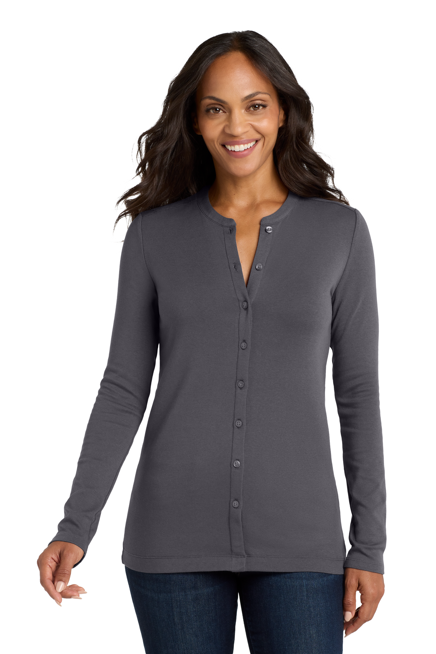 Port Authority® Women's Concept Stretch Button-Front Cardigan - Grey Smoke