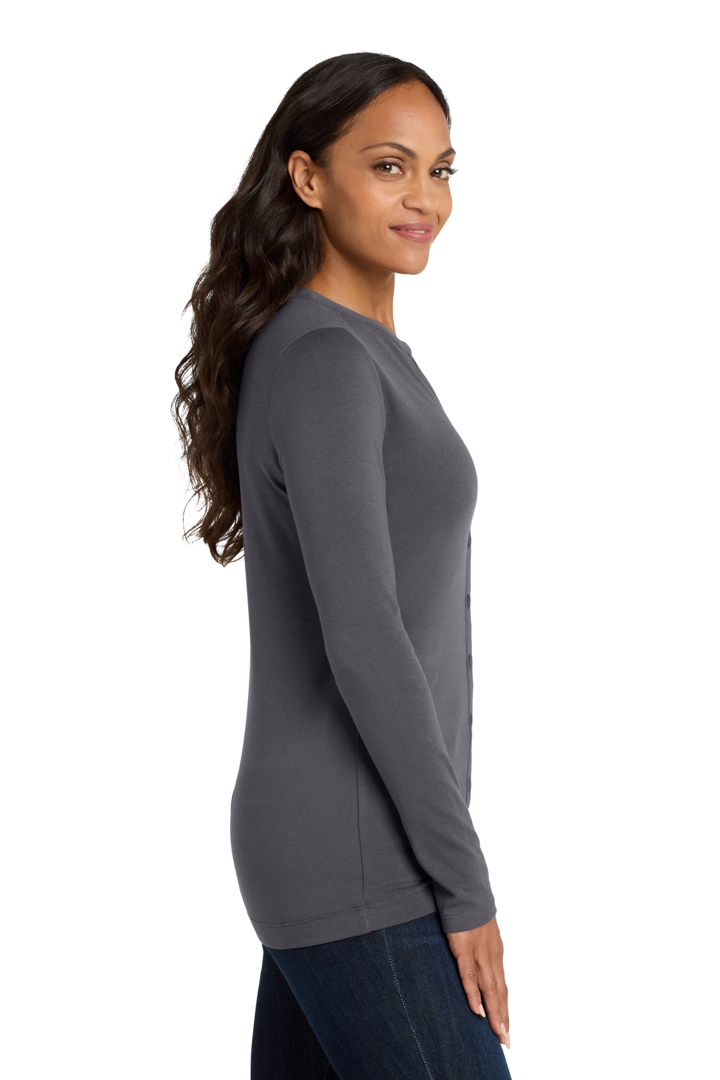 Port Authority® Women's Concept Stretch Button-Front Cardigan - Grey Smoke