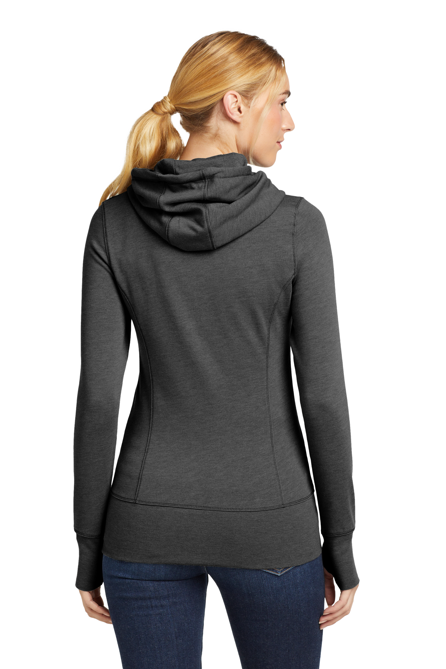 New Era® Women's Tri-Blend Fleece Full-Zip Hoodie - Black Heather