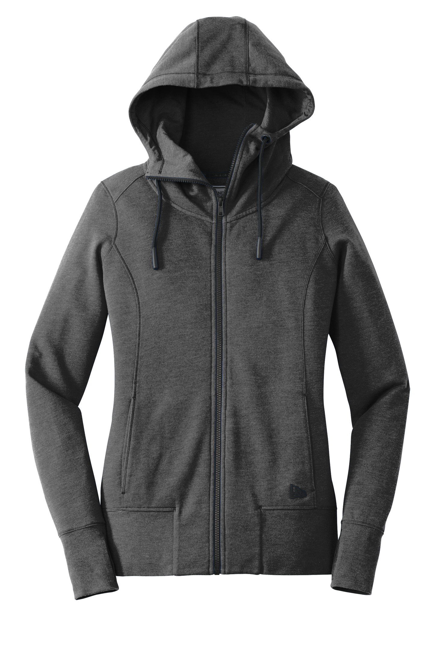 New Era® Women's Tri-Blend Fleece Full-Zip Hoodie - Black Heather