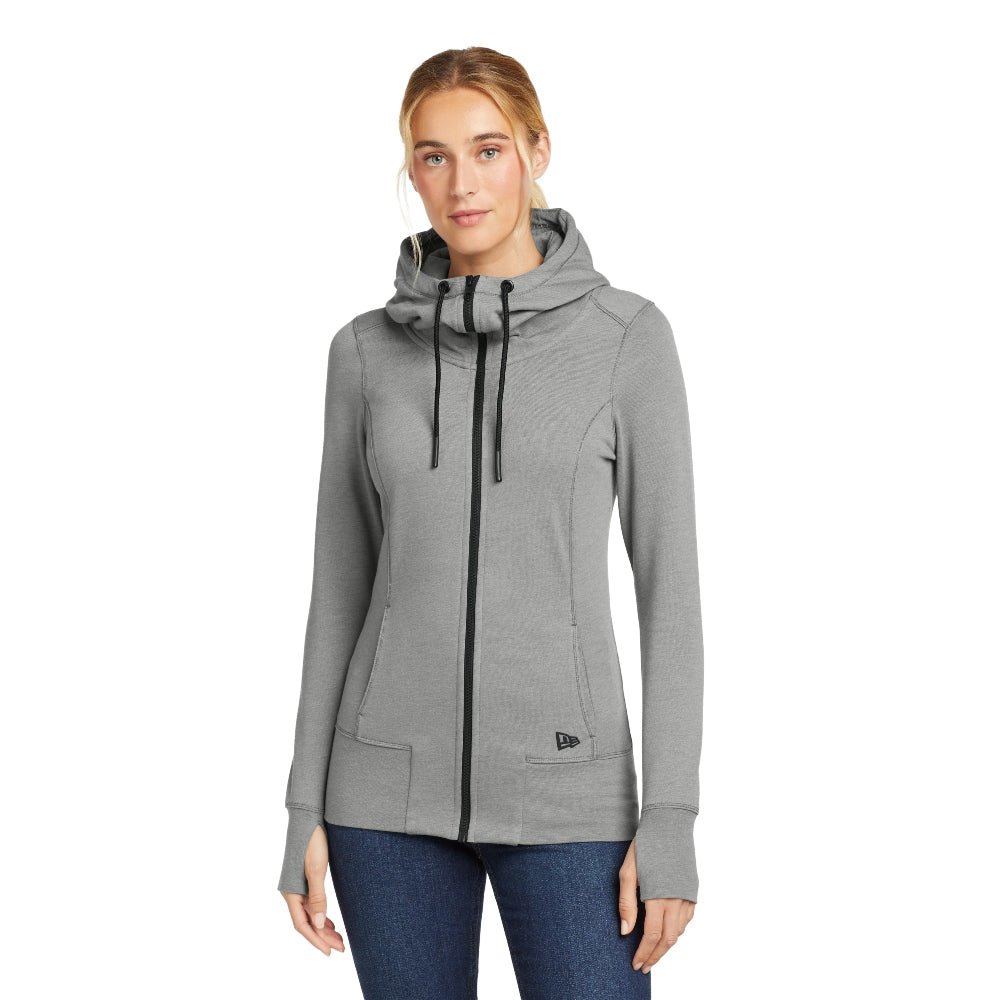 New Era® Women's Tri-Blend Fleece Full-Zip Hoodie - Shadow Grey Heather