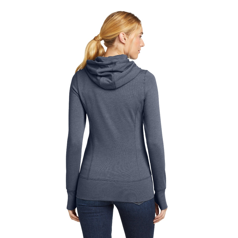 New Era® Women's Tri-Blend Fleece Full-Zip Hoodie - True Navy Heather