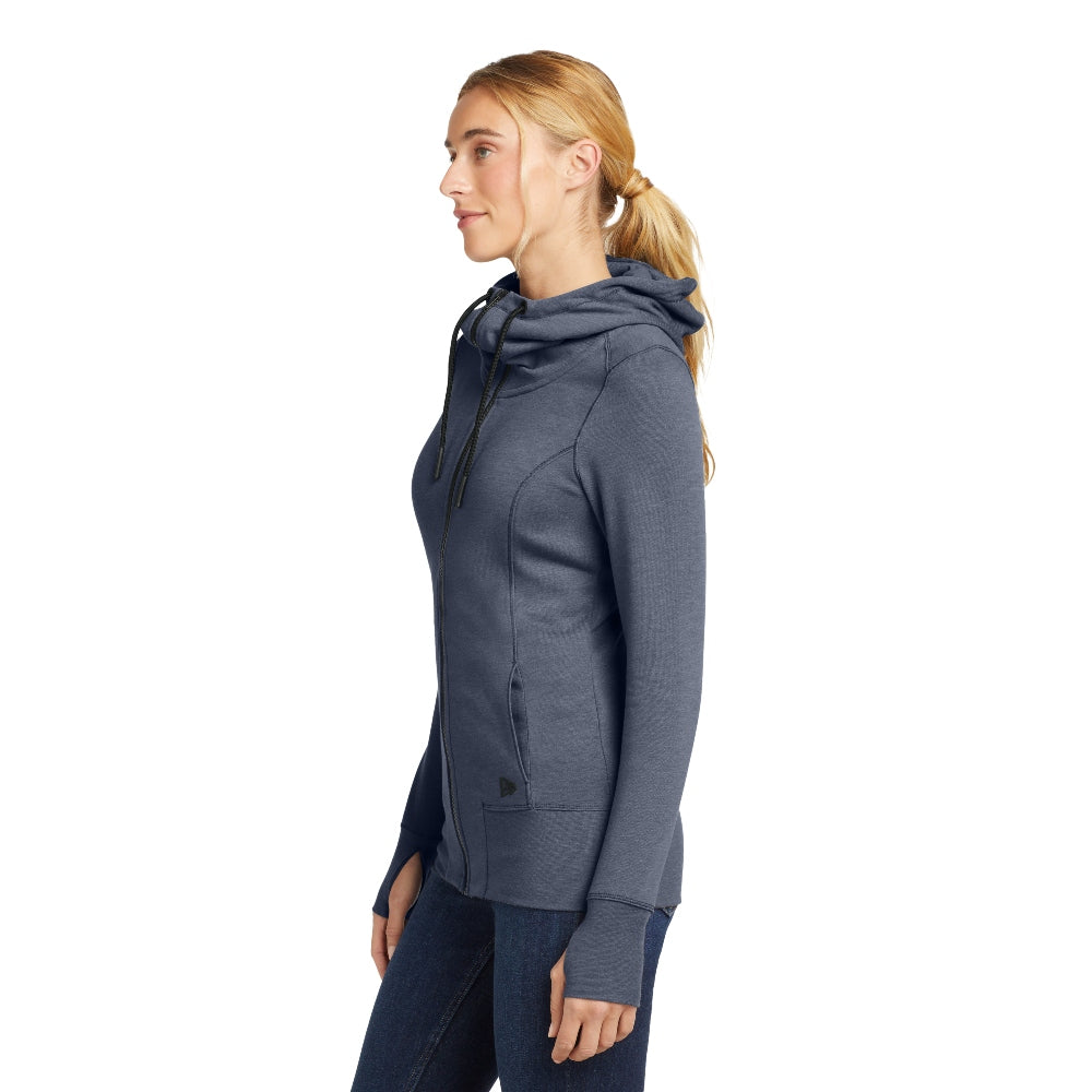 New Era® Women's Tri-Blend Fleece Full-Zip Hoodie - True Navy Heather