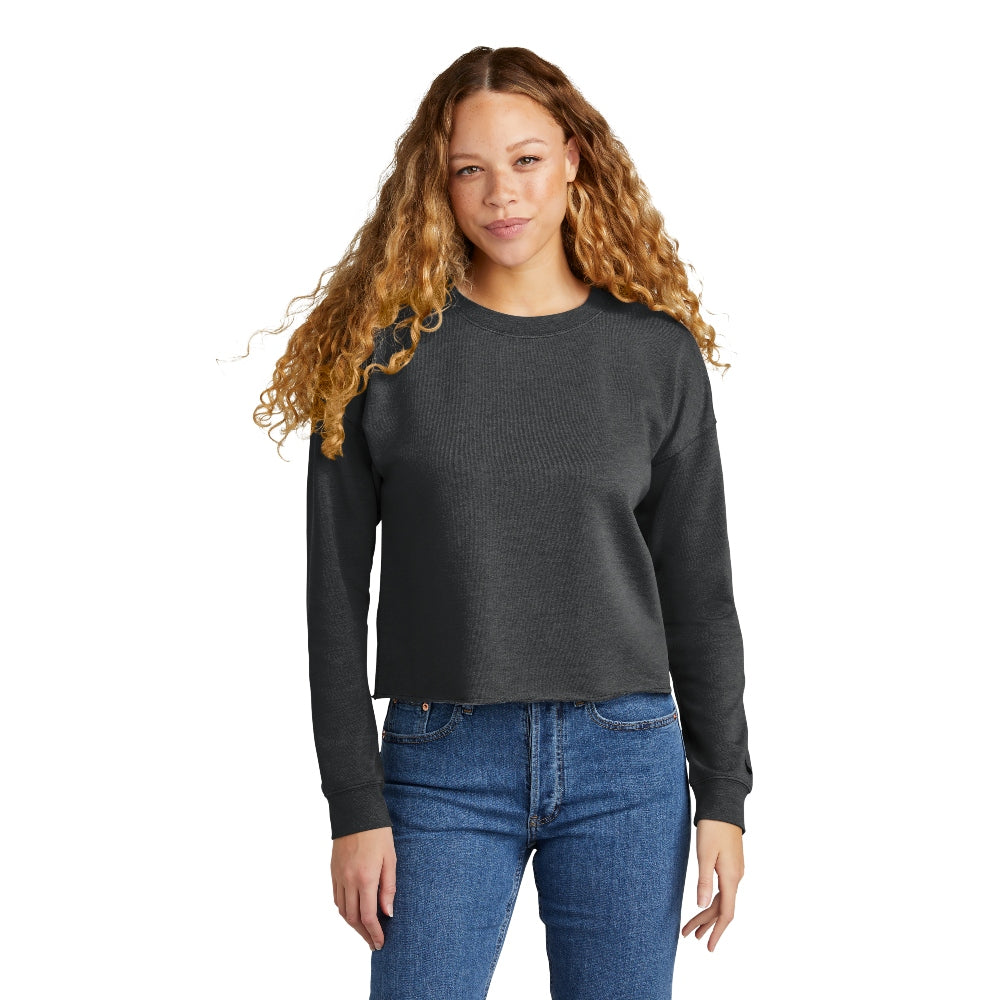 New Era® Women's Tri-Blend Fleece Crop Crew - Black Heather