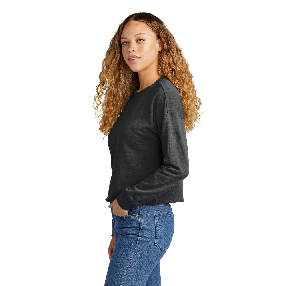 New Era® Women's Tri-Blend Fleece Crop Crew - Black Heather