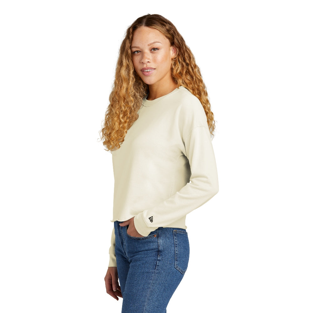 New Era® Women's Tri-Blend Fleece Crop Crew - Soft Beige