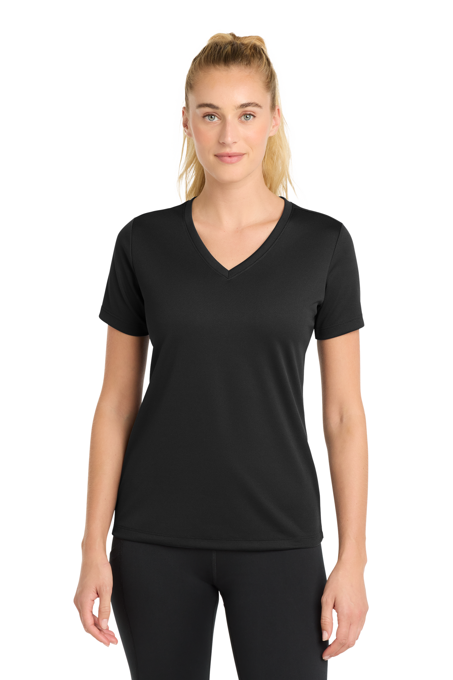 Sport-Tek® Women's PosiCharge® RacerMesh® V-Neck Tee - Black