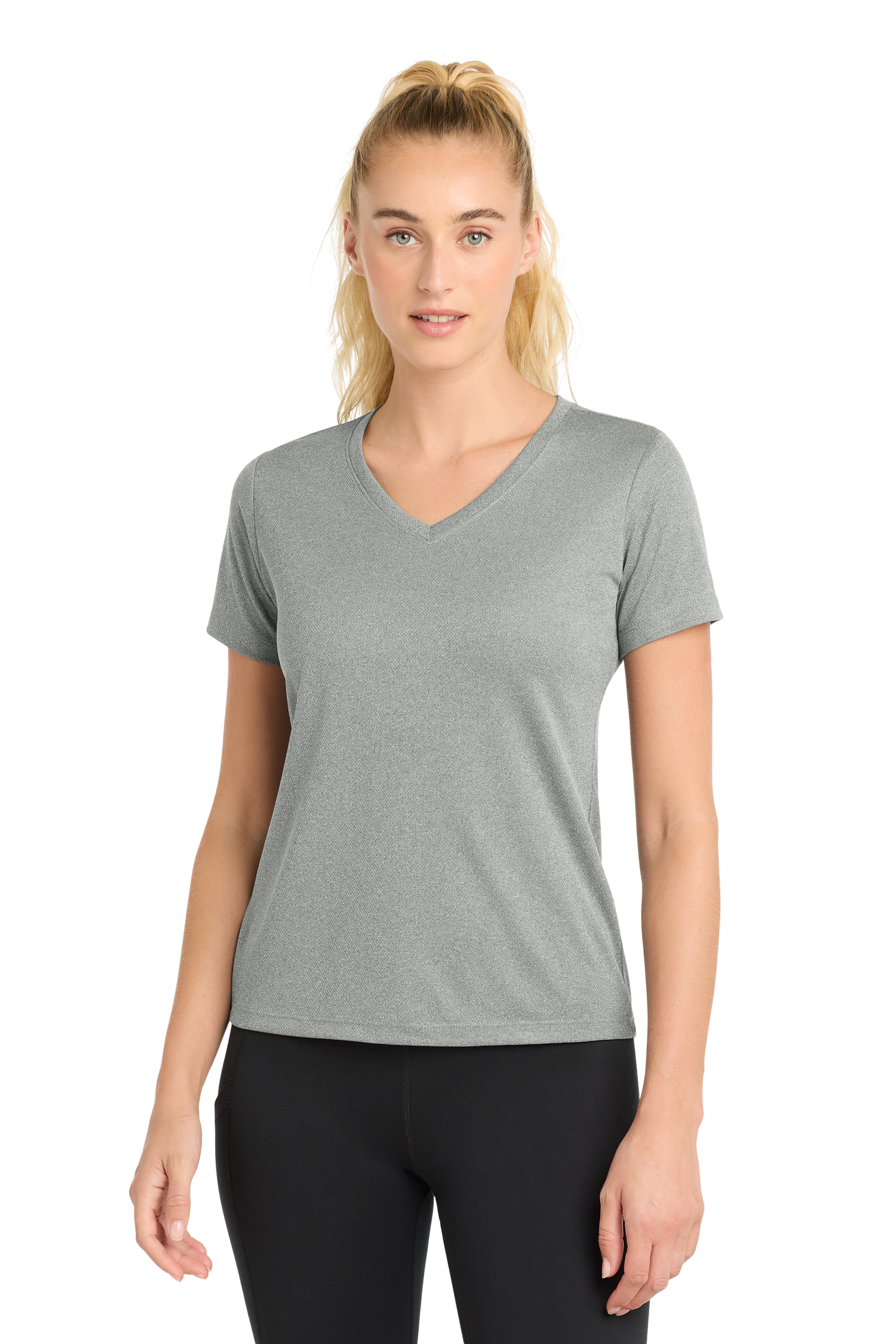 Sport-Tek® Women's PosiCharge® RacerMesh® V-Neck Tee - Grey Heather